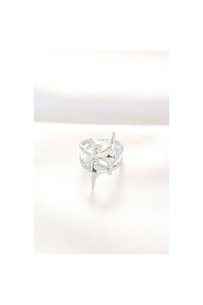 Marsilyan Star Model Silver Color Adjustable Ring - Tj-Byk3143
