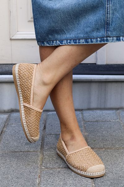 faaf Aska Shoes Women's Brass Print/Linen/Wicker Material Espadrille