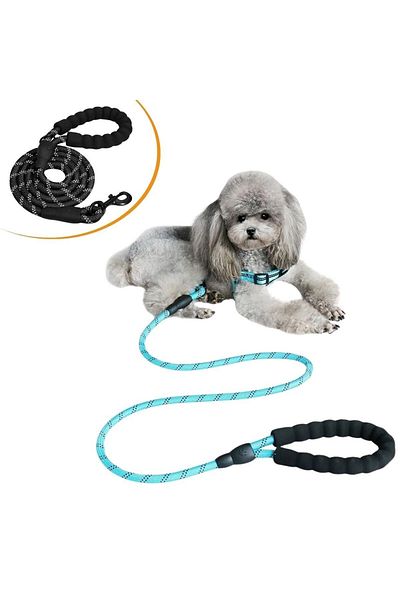 Belle Fusion Reflective Phosphorescent Dog Walking Rope Leash Strap with Metal Hook 130 cm