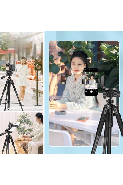 AlperStore Buffer ® 146 cm Tripod with Bluetooth Control That Can Be Installed on Phone and Camera