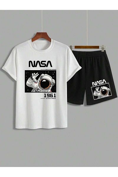 Vordevia Nasa Printed Oversize T-Shirt and Shorts Set