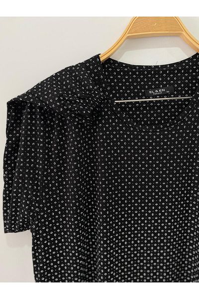 sevdalı Women's Black Minimal Pattern Combed Cotton Dress