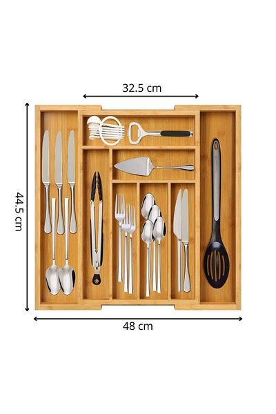 OEM Cutlery organiser, adjustable, bamboo, 8 compartments, easy to clean