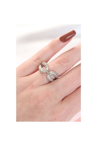 Marsilyan Zircon Stone Silver Color Adjustable Ring - Tj-Byk3108