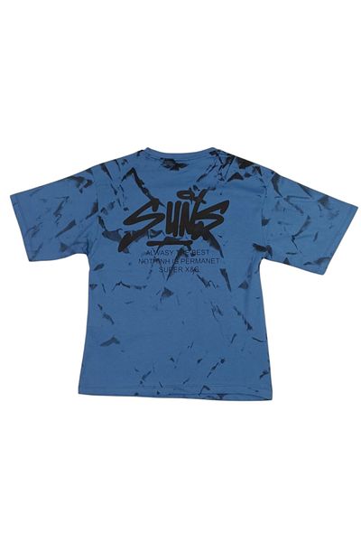 İrem Çocuk Giyim Boy's Suits Oversize T-Shirt with Text Pattern on Front and Back