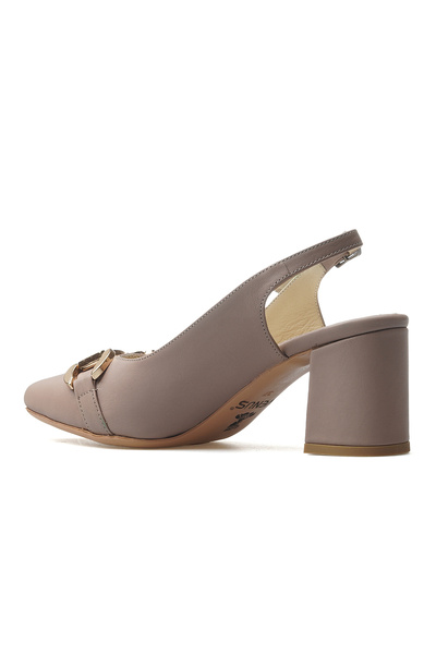 Venüs Women's Genuine Leather Buckle Detailed Thick Heeled Shoes 25Y 25461074 Y Z Mink