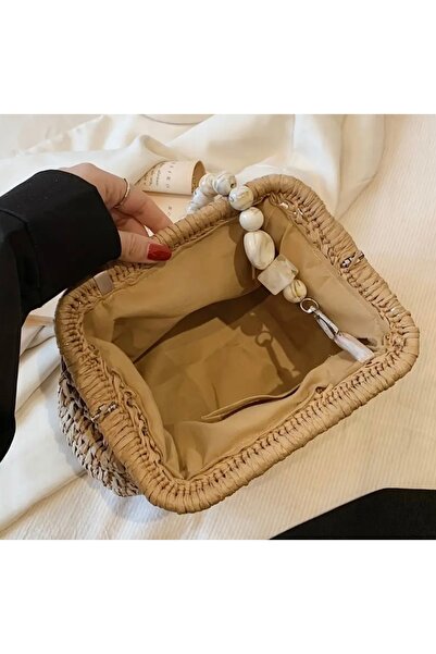 hasır bohem Ψάθινο & Bohemian Paper String Καλοκαιρινή τσάντα παραλίας ψάθινη τσάντα πλεκτή από χαρτί σχοινί