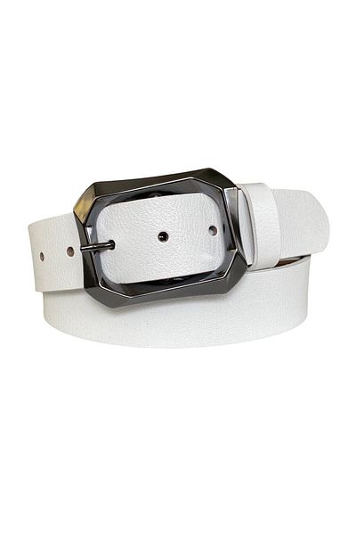 GoDeri 100% piele naturală, blugi albi cu cataramă argintie mat pentru femei, centură sport 4 cm=an-byn-07