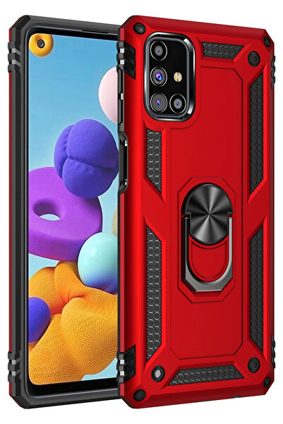 NewFace حافظة سامسونج جالاكسي M51 غطاء سيليكون مع حلقة صوفيا - أحمر SPTGL