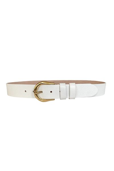 GoDeri 100% piele naturală, curea albă de blugi de damă cu cataramă aurie 4 cm=an-byn-70
