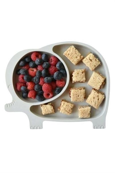 Tahtakale Toptancısı BUFFER® Cute Elephant Model Patterned Food Baby Food Container and Plate with Compartment for Baby and Child