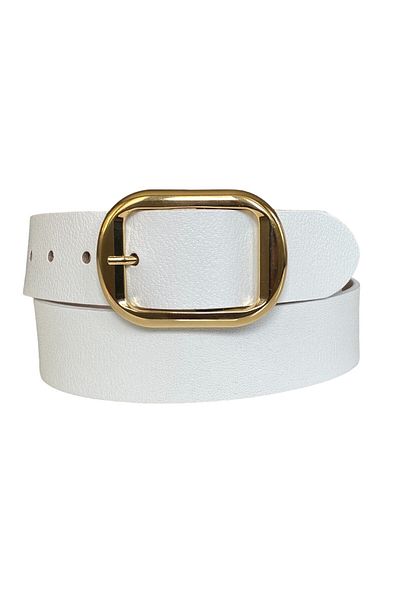 GoDeri 100% piele naturală, blugi de damă albi cu cataramă aurie, centură sport 4 cm=an-byn-44