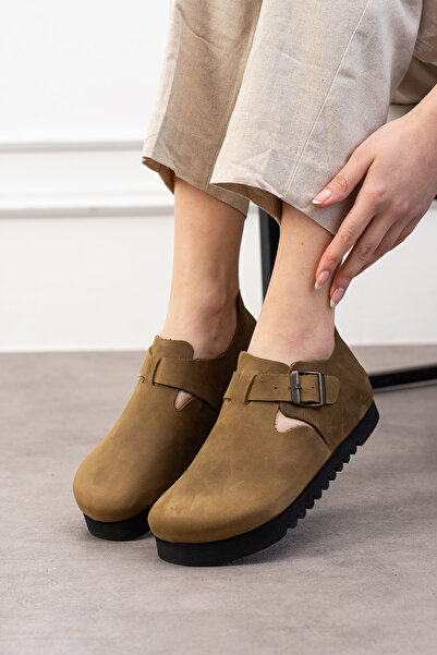 Uniqueqoop Oxford Hakiki Deri Mantar Taban Ortopedik Kadın Ayakkabı