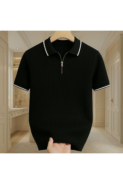 LC Waikiki Tricou cu fermoar cu guler polo din tricotaje din bumbac 100% tricou barbatesc la moda si de inalta calitate