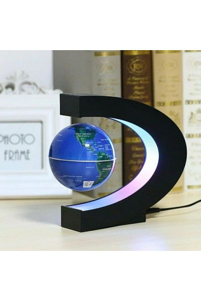 OEM Magnetic floating globe, with LED illumination, C-Shape, BLUE, levitating