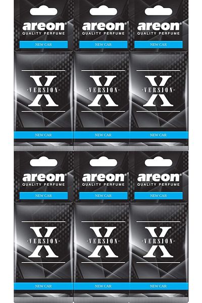 Areon X Car Fragrance New Car Air Freshener Black Hanger Pendant Mirror Cardboard 2D (Set Pack x 6)