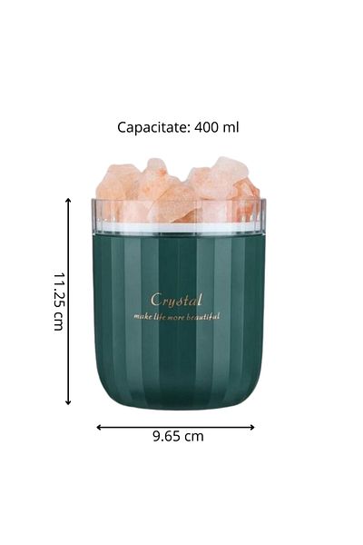 OEM Umidificator AromaCrystal, cu ultrasunete, portabil, cu cristale de sare, difuzor de aromă, 400 ml, verde