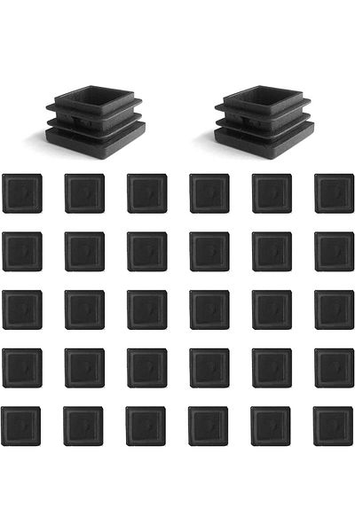 Generic YouU 25x25mm Square Plastic Plug Black Furniture Chair Leg Foot Cover Cap Tubing Inserts End Cap Bla