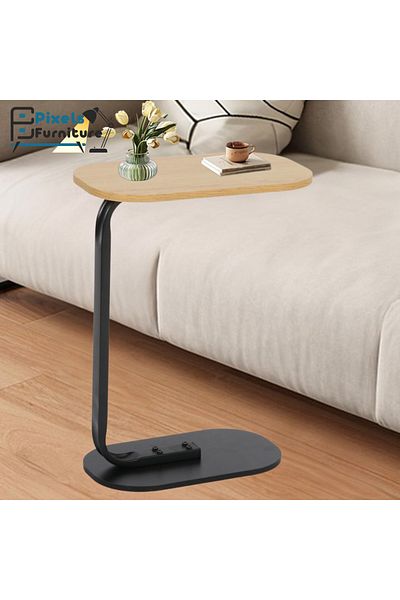 PixelsFurniture Pixel Furniture C-Shaped Side Table for Sofa and Bed, Solid Metal Base Table