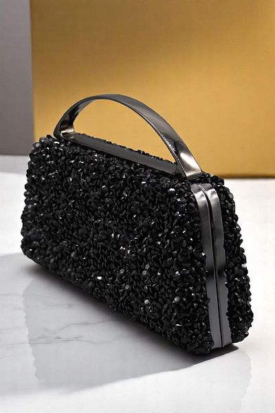 HFKY Geanta de rochie de seara din piatra. Geantă de seară pentru invitații Black Stone.