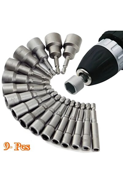 pazariz Manyetik Mıknatıslı Matkap Ucu Seti Somun Sökme Adaptörü 9 Parça
