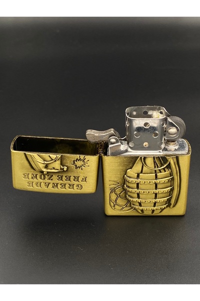 Ersoy Özel Seri Altın Sarısı Metalik Kabartmalı Benzinli Çakmak