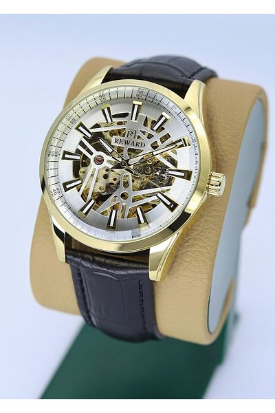 Reward Automatic Mechanism Leather Band Men's Wrist Watch Asw123-I1843Rw