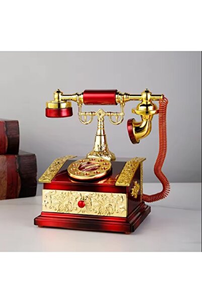 hediyeconcepti Retro Nostaljik Ahizeli Telefon Sabit Çekmece Müzik Kutusu