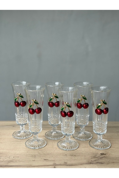 Hediye Köşkü 6lı Kirazlı Flüt Bardak Seti