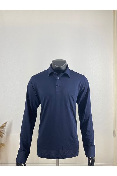 Sadık Collection Shirt Collar Long Sleeve and Buttoned Pocket Combed Cotton Sweater 6063