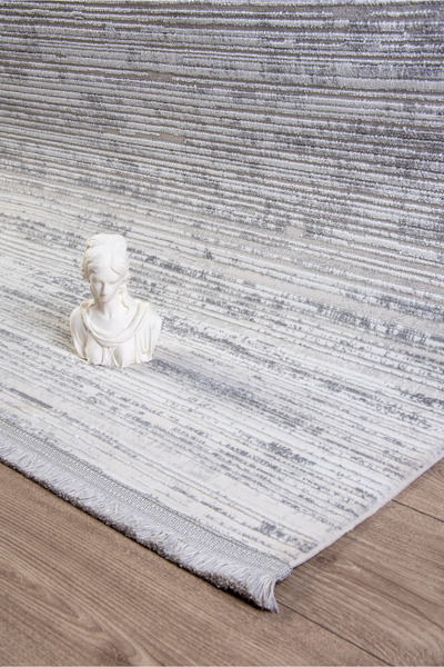 Santa Clara Gri Beyaz Yumuşak Dokulu Dokuma Makine Halısı Salon Oturma Mutfak Koridor Yolluk Modern