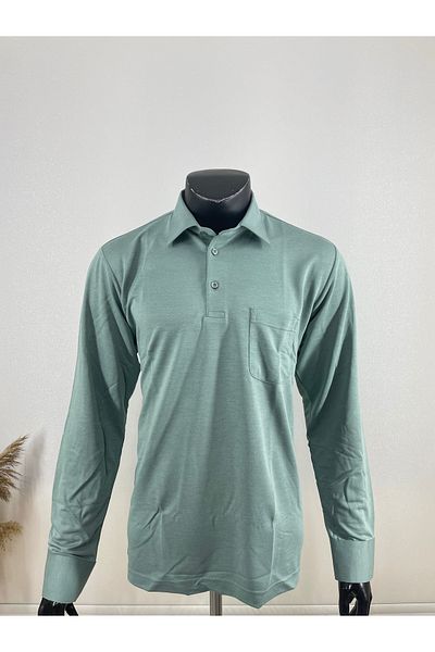 Sadık Collection Shirt Collar Long Sleeve and Buttoned Pocket Combed Cotton Sweater 6063