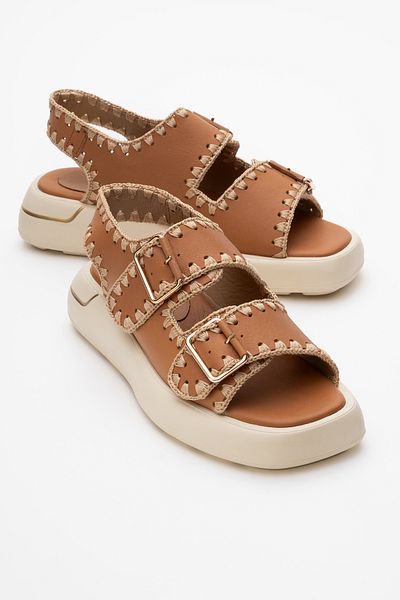 LuviShoes DOURO Sandale de damă cu frânghie din piele naturală din piele bronzată