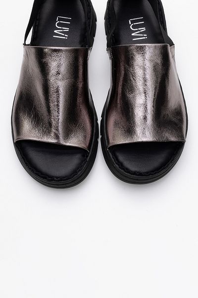 LuviShoes LONDOİ Sandale de damă elastice din piele naturală cu cristal de platină
