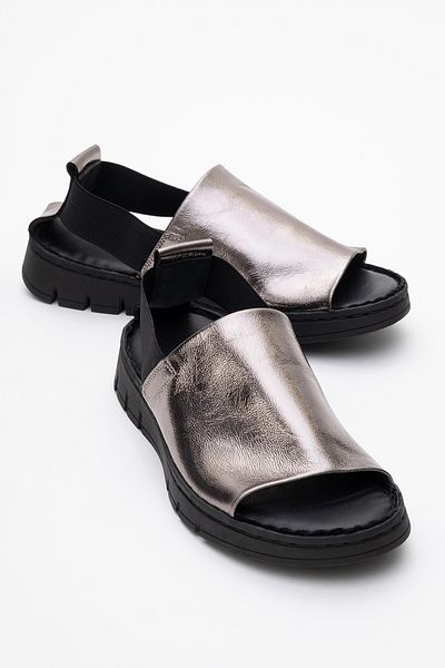 LuviShoes LONDOİ Sandale de damă elastice din piele naturală cu cristal de platină