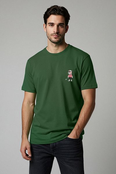 Trendyol Collection Khaki Unisex Regular/Normal Cut Teddy Bear Printed 100% Cotton T-Shirt Tmnss25Ts00161