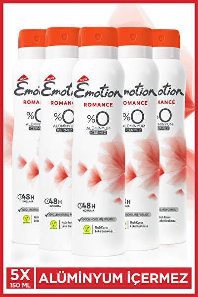 Emotion Romance Kadın Vegan Deodorant 5x150 Ml Hızlı Kurur, Leke Bırakmaz