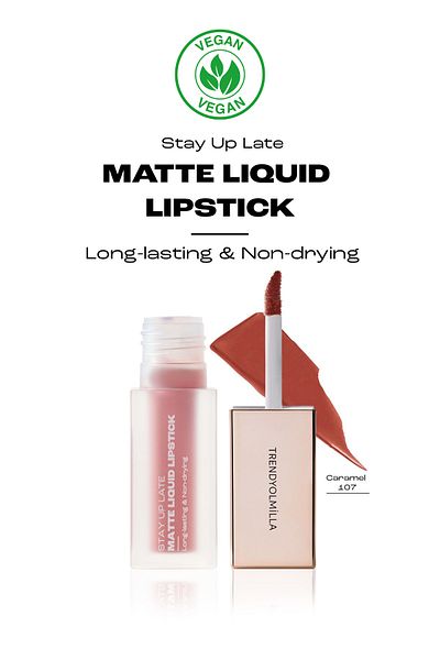 Trendyolmilla Beauty 8 Stunden nicht trocknender, flüssiger, matter Lippenstift – Karamell-107 TKZAW25RJ00000