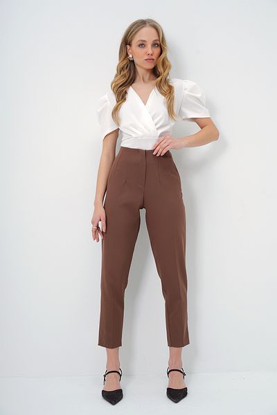 Trend Alaçatı Stili Women's Brown High Waist Carrot Pants Alc-X12656