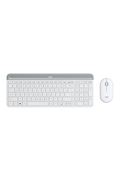 logitech MK470 Kablosuz Beyaz İnce İngilizce Q Klavye + Mouse Seti
