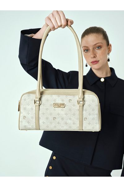 Pierre Cardin Beige Monogram Women's Shoulder Bag