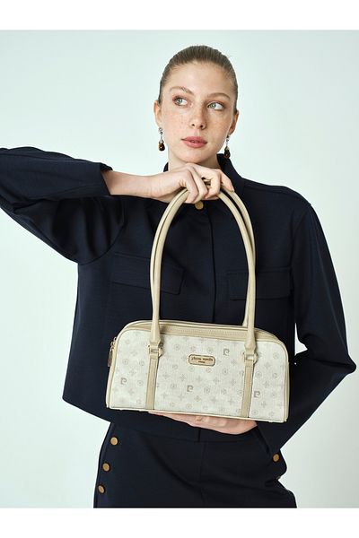 Pierre Cardin Beige Monogram Women's Shoulder Bag