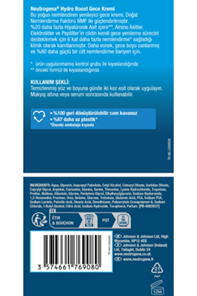 Neutrogena Hydro Boost Water Gel Nemlendirici 50 ml + Hydro Boost Gece Kremi 50 ml