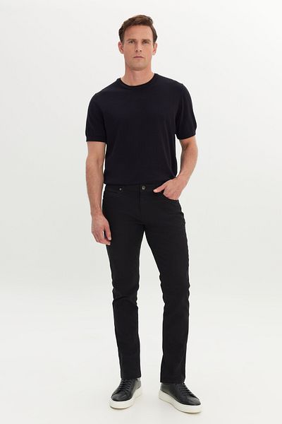AC&Co / Altınyıldız Classics Schwarze 360-Grad-Alle-Richtungs-Stretch-Schlankschnitthose für Herren mit diagonalem Stretch und Muster
