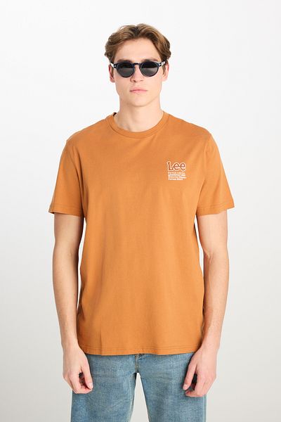 Lee Karamellfarbenes T-Shirt mit Rundhalsausschnitt aus 100 % Baumwolle mit normaler Passform