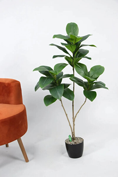 Yapay Çiçek Deposu Yapay Ağac Kauçuk Bitkisi 3 Dallı 105 cm