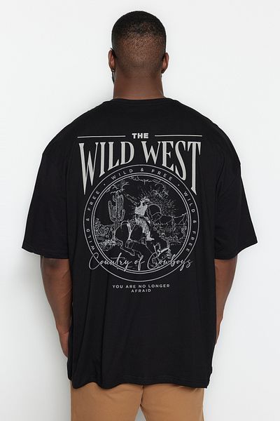 Trendyol Collection Big Size Black Oversize/Wide Cut 100% Cotton T-Shirt Tmnss25Bf00008