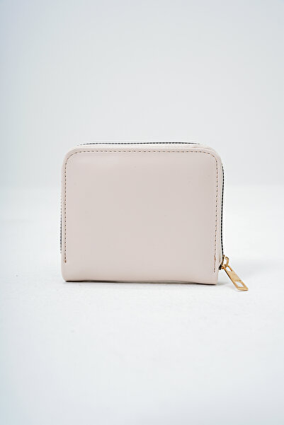 Trend Alaçatı Stili Women's Ecru Faux Leather Zippered Stylish Soft Leather Wallet with Card Compartment Alc-X14083