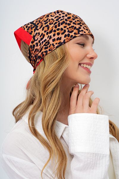 Trend Alaçatı Stili Women's Leopard Leopard Patterned Bandana Scarf Alc-X14157