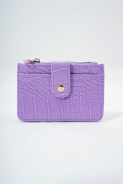 Trend Alaçatı Stili Women's Lilac Faux Leather Coin Compartment Croco Pattern Medium Size Card Holder Alc-X14077